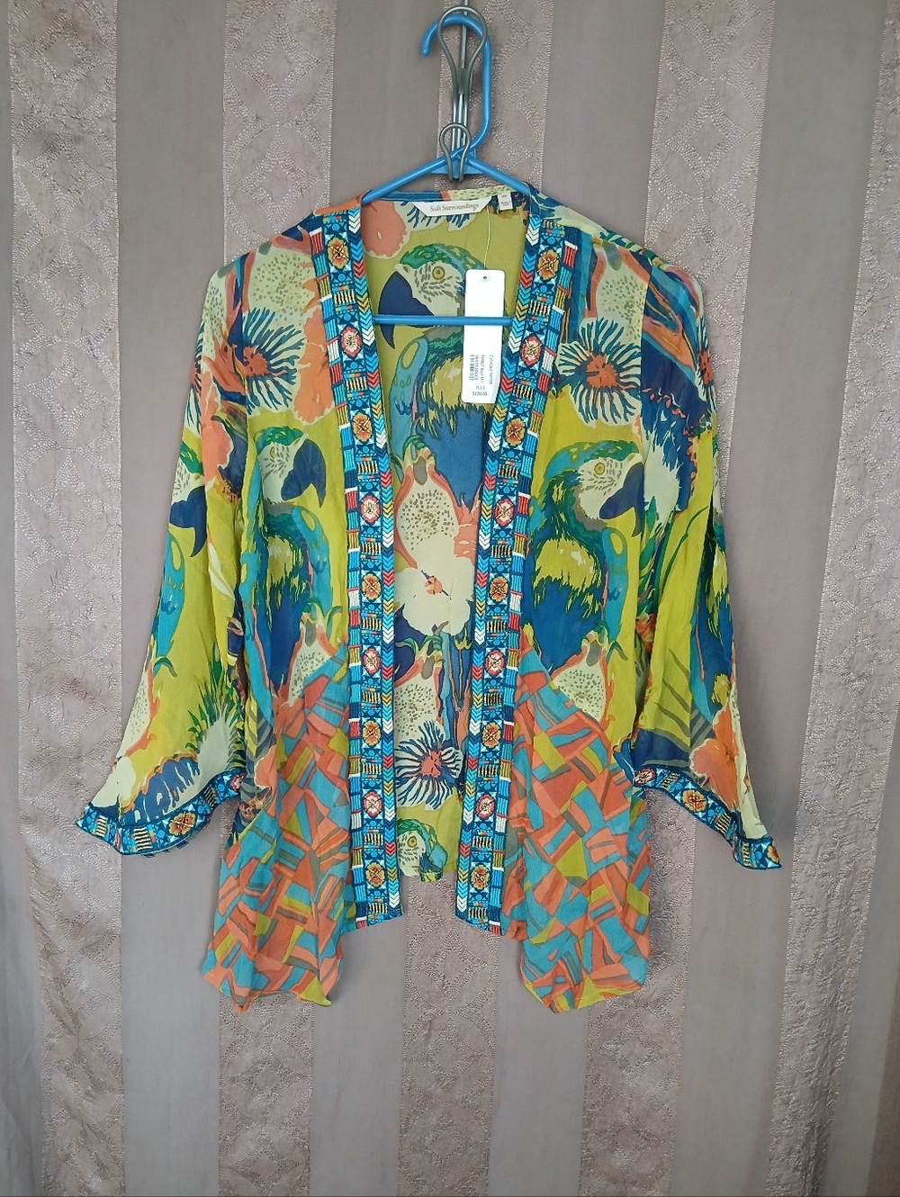💎 Soft Surroundings Women's Top Curacao Topper Kimono Embroidered NWT